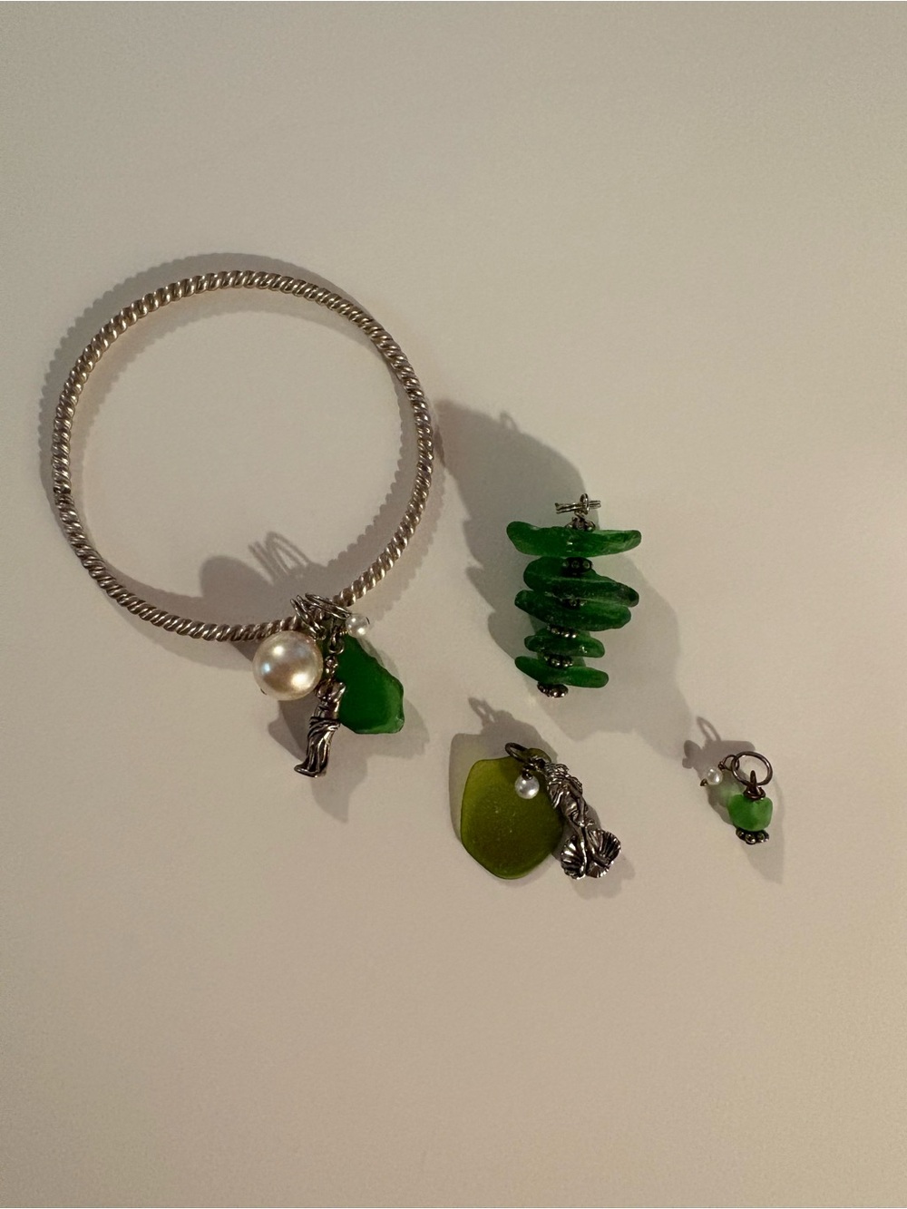 Greek Green Sea Glass Jewelry Set